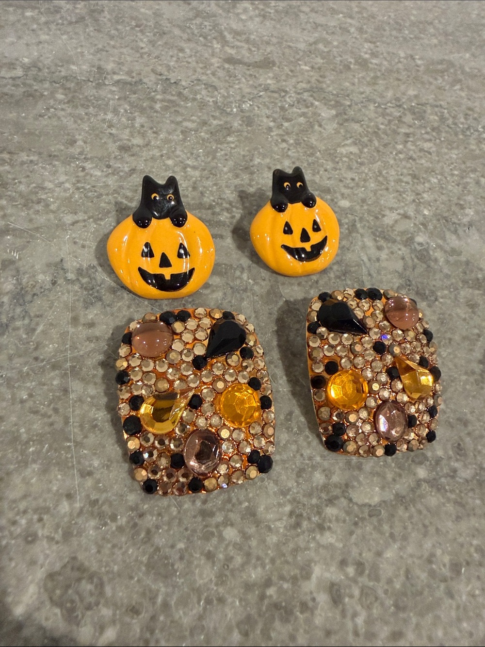 Vintage Halloween Earring Bundle Set, Orange and Black